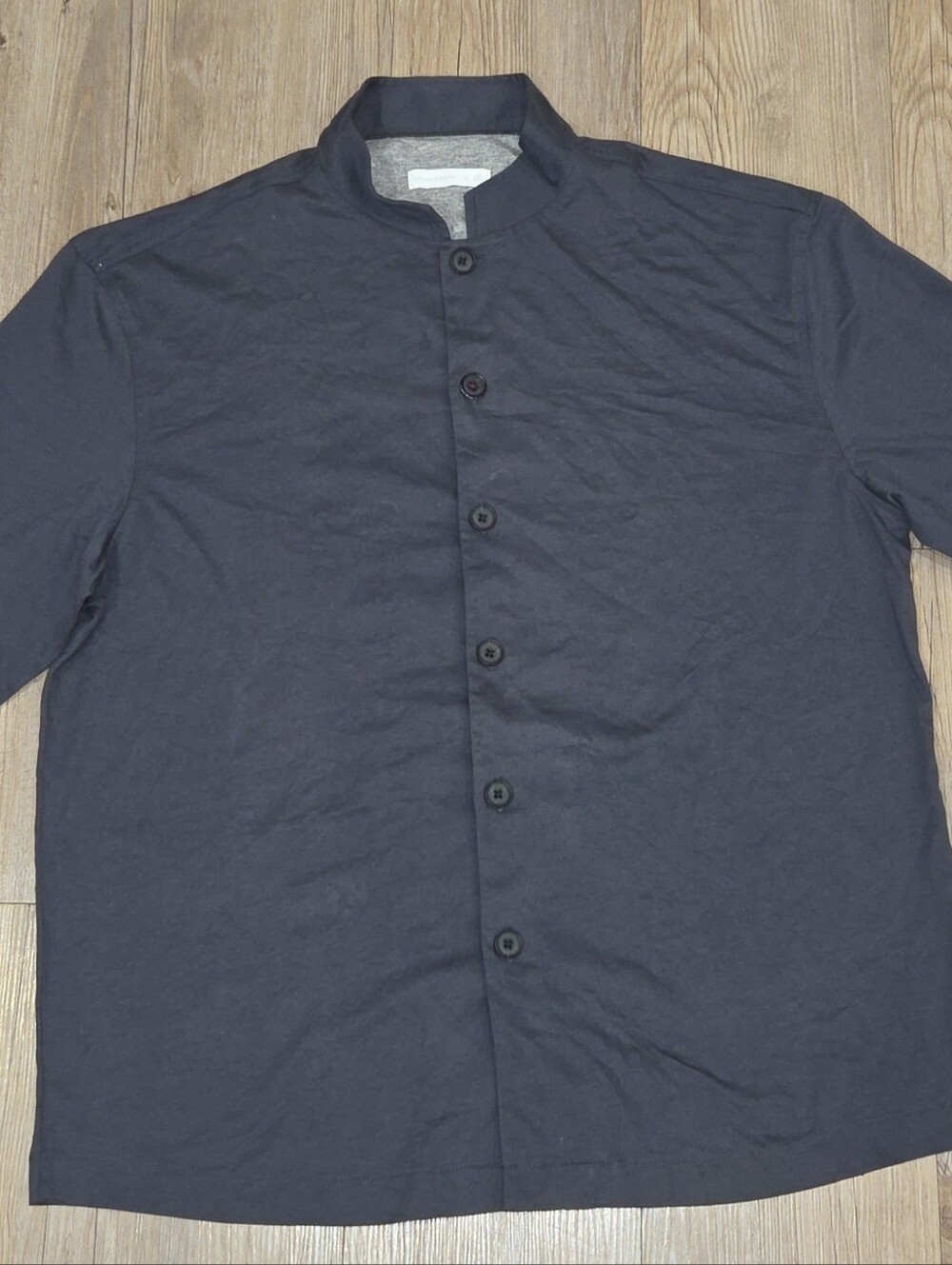 Men's Navy Stand-Collar Lightweight Shirt Jacket